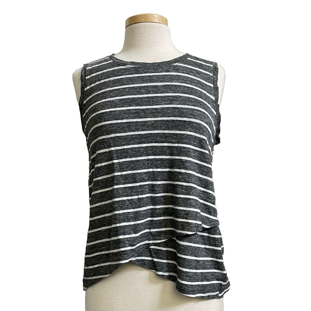 ATHLETA Ladie's Small 100% LINEN Striped Criss Cross Tank #54023